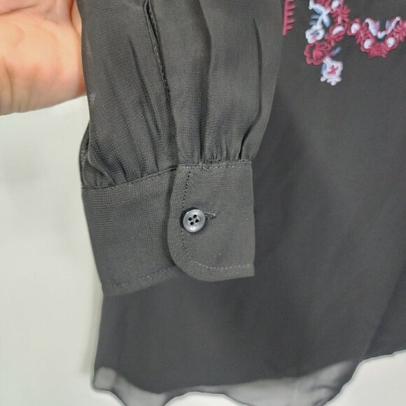 NEW BCBGeneration Embroidered‎ Sheer Sleeve Shift Mini Dress Long Sleeve XS $108 - Picture 5 of 15